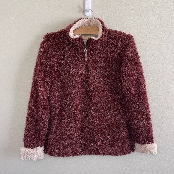 Weatherproof Vintage 3/4 Zip Sherpa Pullover Maroon Small Womens Jacket Sweater - Picture 1 of 7